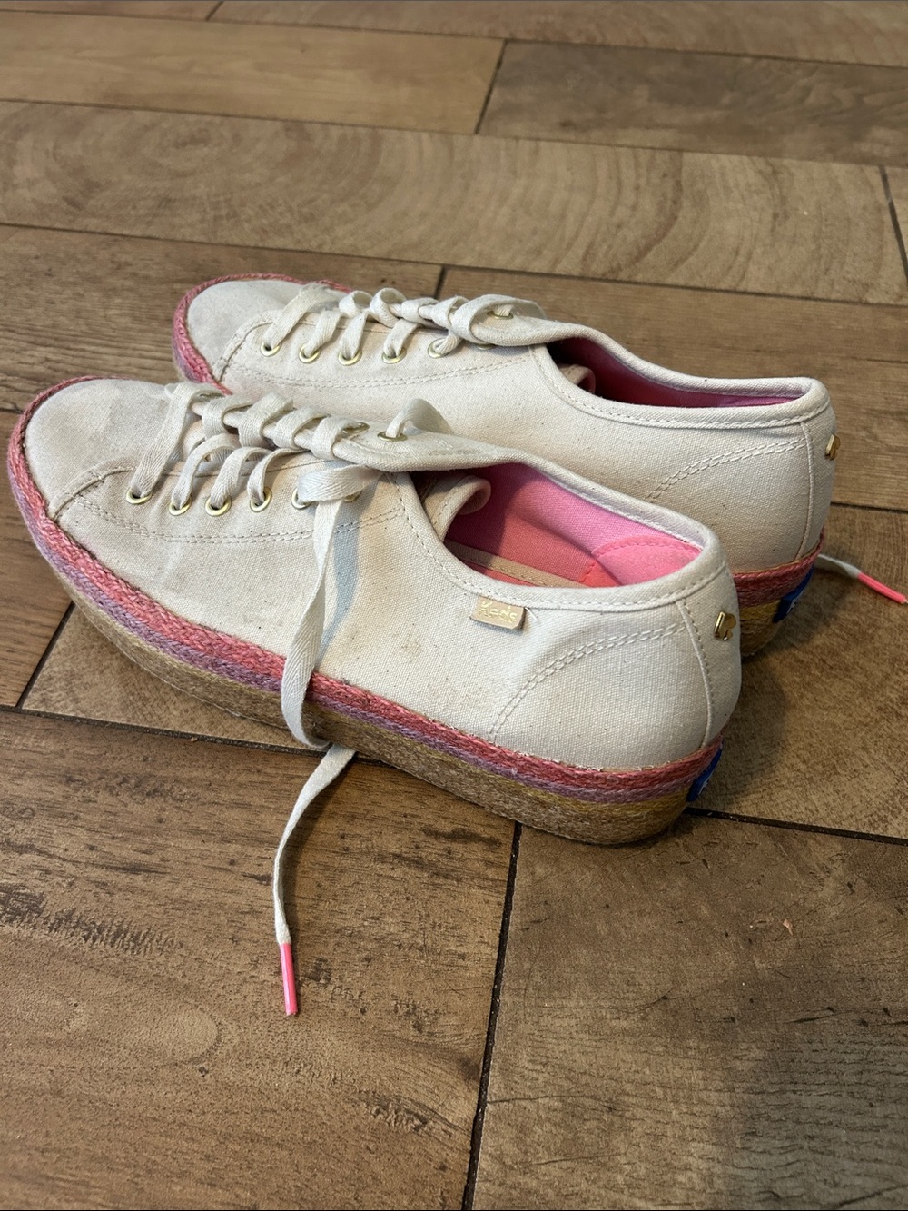 Keds Triple Up Platform Espadrille Sneakers White Pink Women’s Size 9